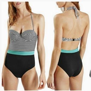 Barbie TOPShop retro striped high waist B cup swimsuit